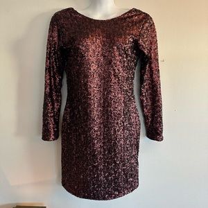 H&M Maroon Sequin Long Sleeve Mini Dress. Size 12